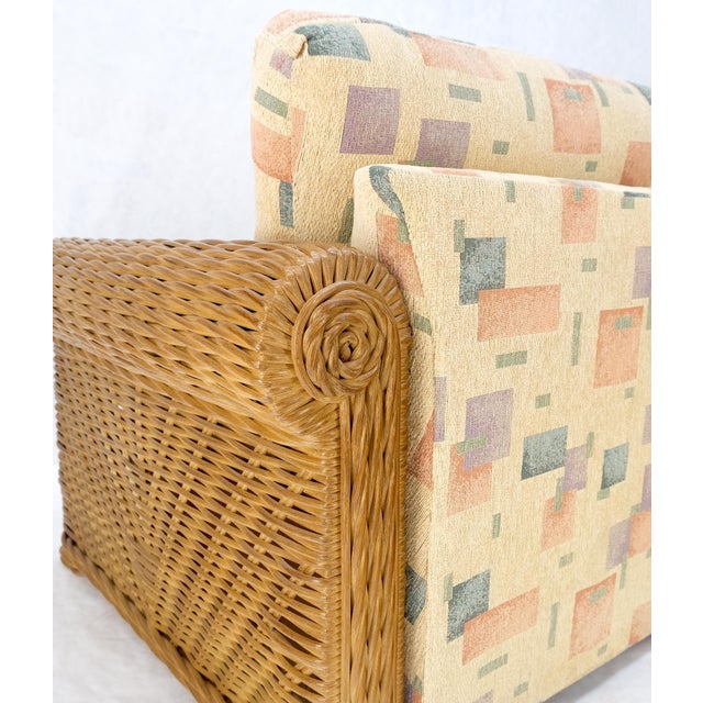 Pair Decorative c1970s Oversize Rttan Bamboo Wicker Club Lounge Chairs Mint! For Sale - Image 11 of 18