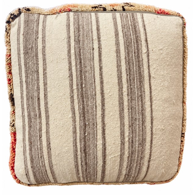 1980s Midcentury Moroccan Wool Pouf For Sale - Image 5 of 6
