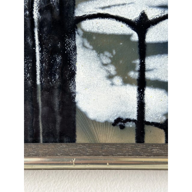 Green Vintage Abstract Cityscape Enamel Artwork by Felicia Liban, Circa 1970s-80s For Sale - Image 8 of 15