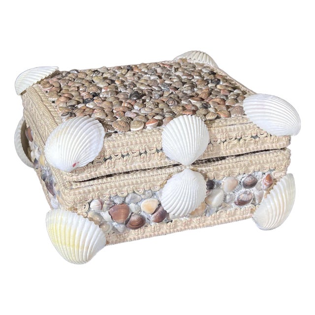 Vintage Mediterranean Grotto Style Decorative Box With Velvet Interior For Sale