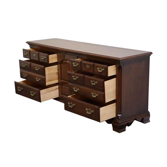 Brown Thomasville Furniture Collector's Cherry Traditional Style 72" Triple Door Dresser For Sale - Image 8 of 15