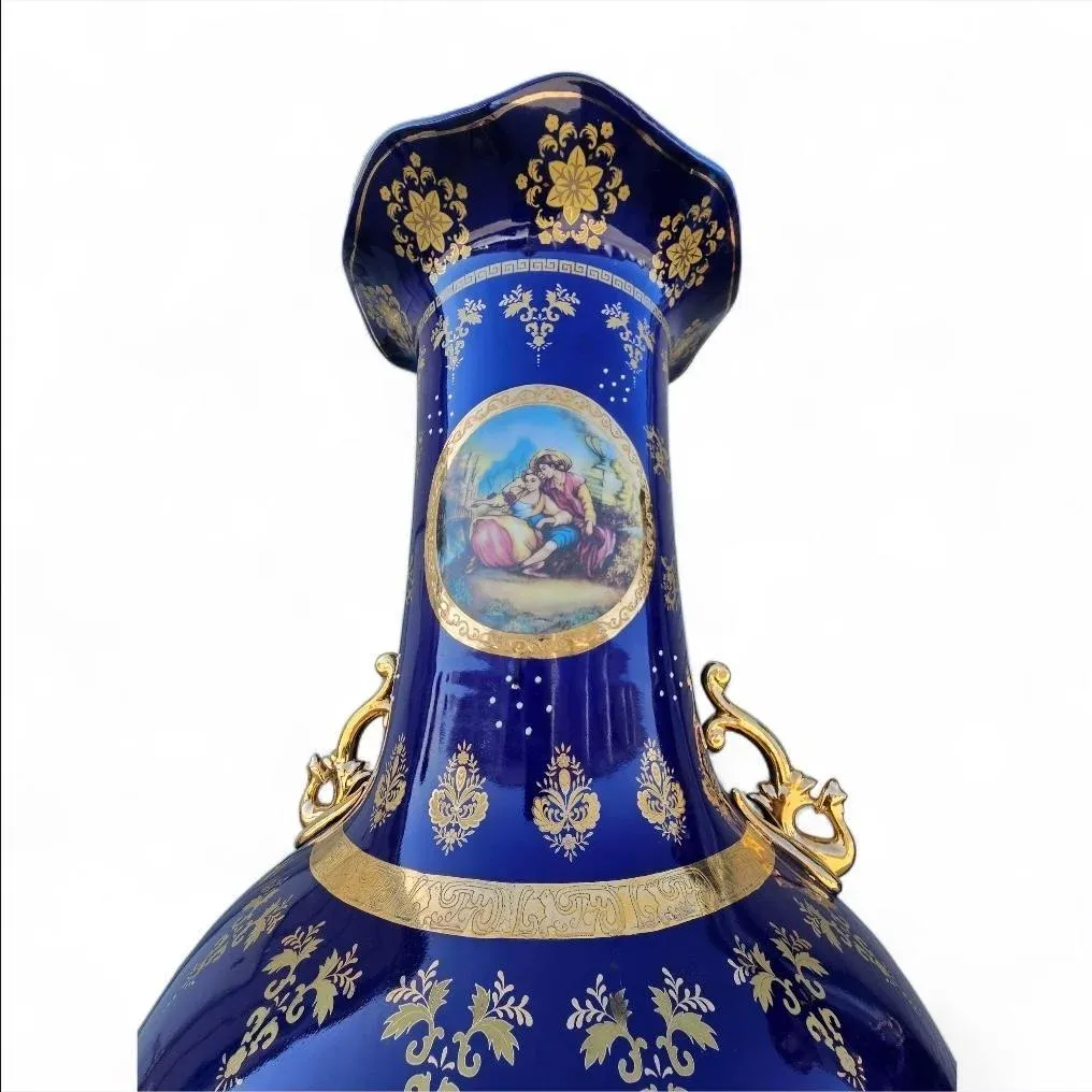 1970s Monumental Cobalt Porcelain Large Vases-a Pair | Chairish