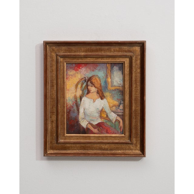 Mid 20th Century France Pink Canvas Painting For Sale - Image 15 of 15