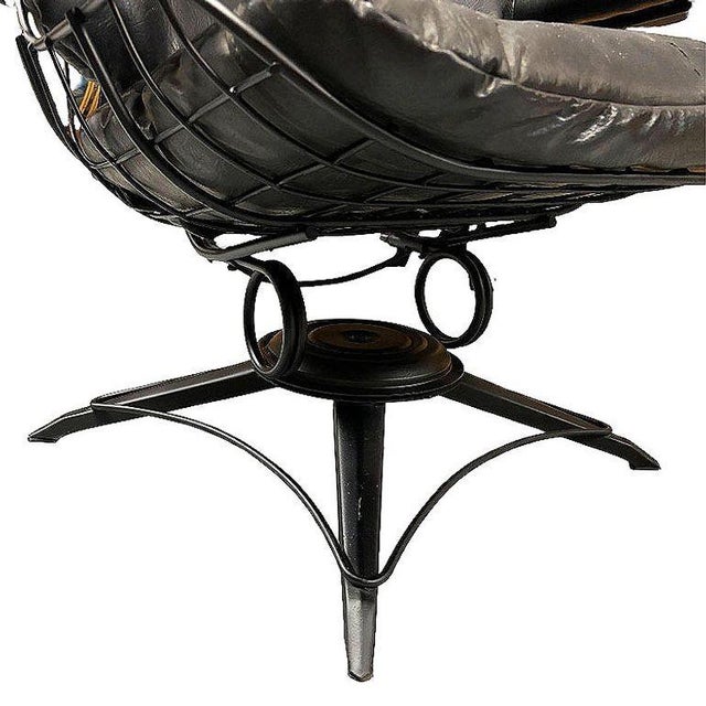 MCM Model 90 "Riviera" Swivel Springer Iron Lounge Chair W/ Ottoman by Homecrest For Sale - Image 9 of 15