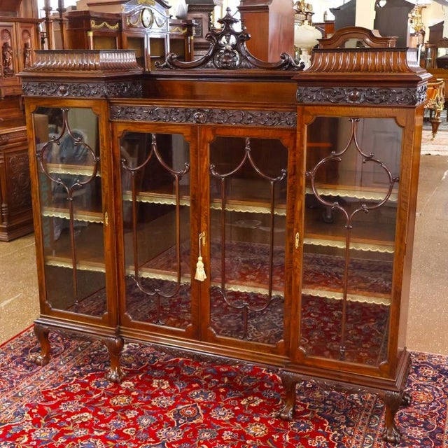 English 1900-1909 Exceptional Mahogany Waring & Gillow Antique Display Case Bookcase Circa 1900 For Sale - Image 3 of 18