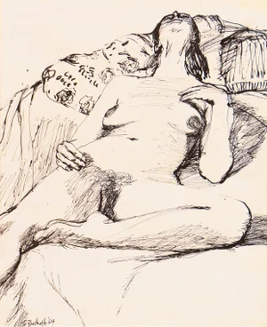 'Reclining Nude' by Elmer Nelson Bischoff, 1964; Bay Area Figurative School, San Francisco, California