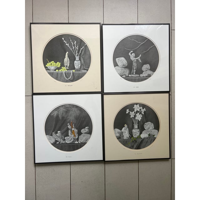 20th Century Set of Charcoal Prints Framed Signed Numbered by Francis Scott Titled as the Storyteller , the Philosopher , the Master , the Musician For Sale - Image 10 of 10