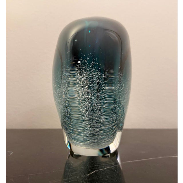 Global Views Global Views Micro Bubble Polish Art Glass Vase in Azure - Small For Sale - Image 4 of 10