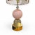 Table lamps made of blown Murano glass, consisting of a large pink globe, two solid clear glass spheres, and a smoked-...