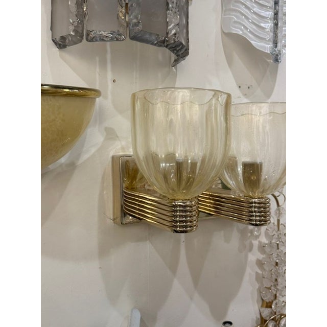 Murano Gold Glass Cup Sconces - a Pair For Sale In Dallas - Image 6 of 6