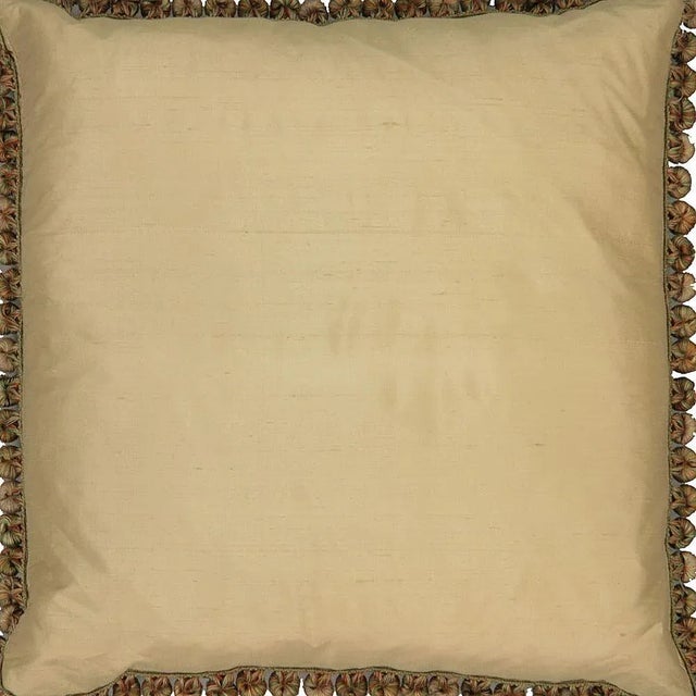 19th Century French Aubusson Pillow. Made by Hand stitching 18th and 19th century French Aubusson fragments on silk fabric...
