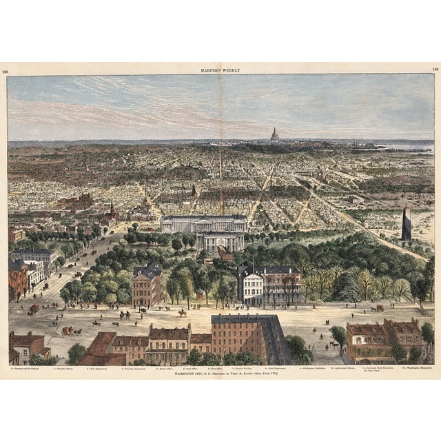 Rare Pair of Washington, d.c. & u.s. Capitol Views by Theodore R. Davis 1869 & 1882 (Custom Framed) For Sale - Image 4 of 5