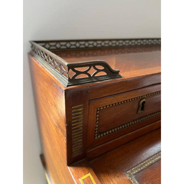 19th-C. French Louis XVI Style "Plum Pudding" Mahogany Cylinder Desk For Sale In New York - Image 6 of 11