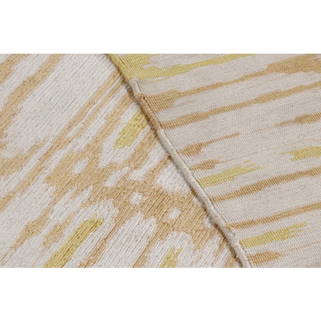 Rug & Kilim’s Modern Square Kilim With Beige, Gold, and White Ikats Pattern For Sale - Image 9 of 9