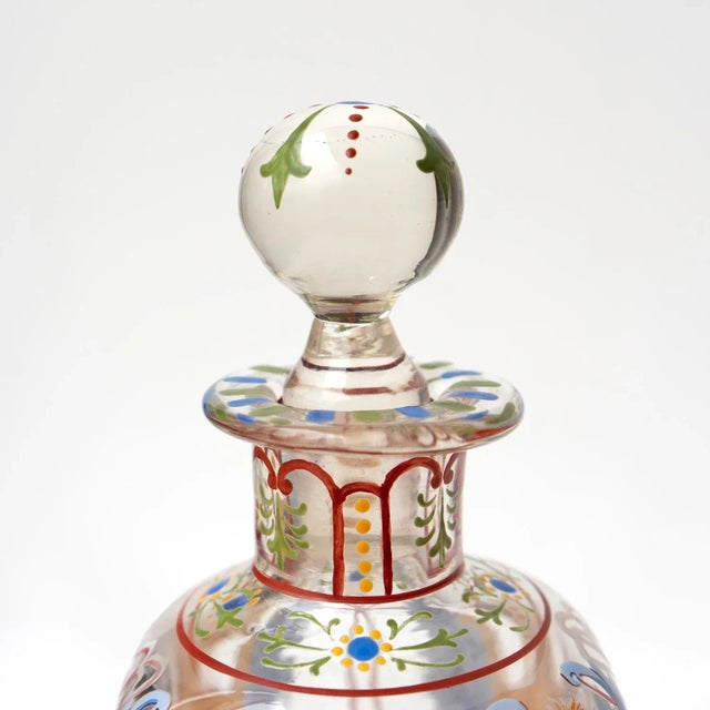 Glass Antique Late 19th Century Enamelled Glass Decanter and Glasses by J & L Lobmeyr, Vienna- 5 Pieces For Sale - Image 7 of 12