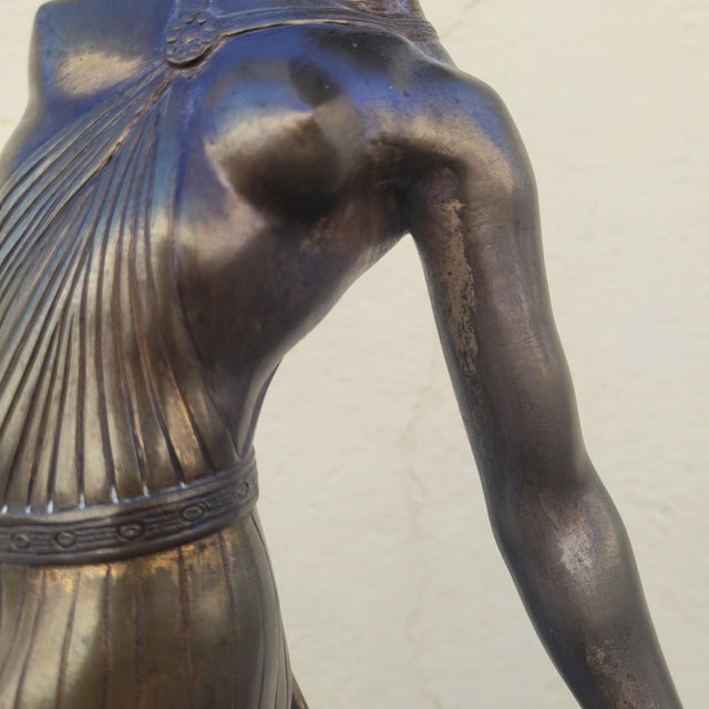 JD Guirande, Nude Dancer with Thyrsus, 20th Century, Bronze & Marble For Sale - Image 6 of 18