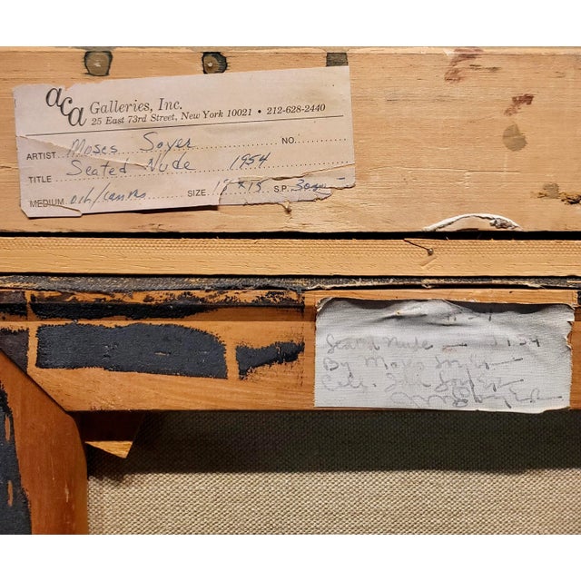 Brown Moses Soyer - Model Seated Nude -Oil Painting For Sale - Image 8 of 11