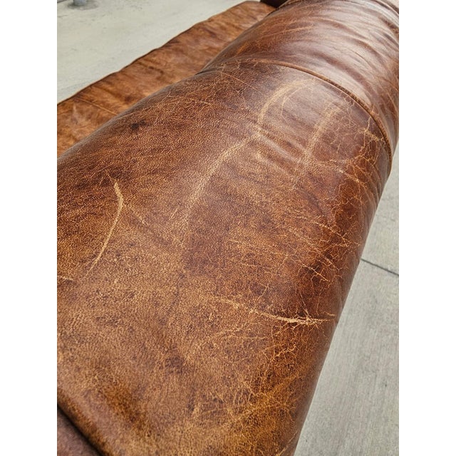 Restoration Hardware Leather Churchill Large Sofa For Sale - Image 14 of 18