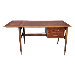 Mid Century Modern Extendable Writing Desk With Drop-Hinge Leaf | by Lane Furniture For Sale