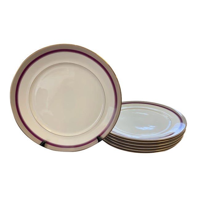 Circa 1980's Mikasa Petite Bone Cameron Taupe Plates- Set of 7 For Sale