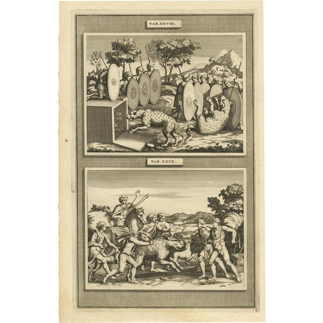 After Goeree, Roman Soldiers Hunting Hyenas and Wild Boar, 1704, Print For Sale