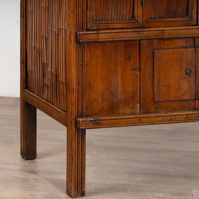 Brown 19th Century Chinese Bamboo and Elm Cabinet For Sale - Image 8 of 9