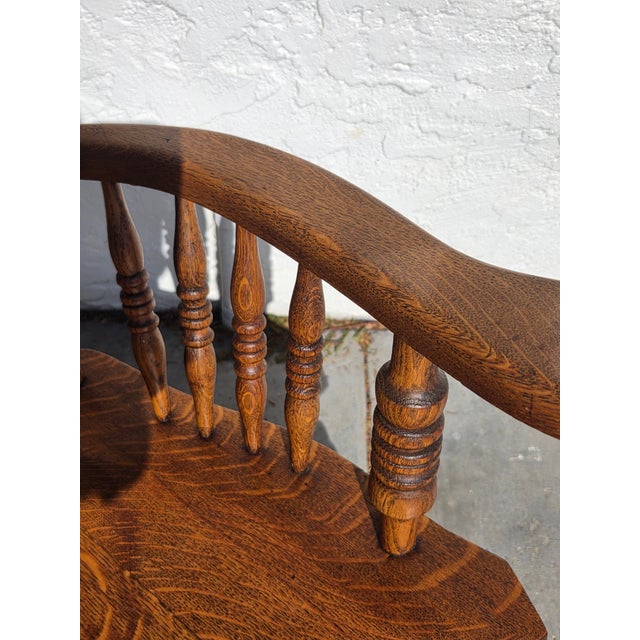 1890s Antique Oak Victorian Rocking Chair Larger Seat For Sale - Image 4 of 12