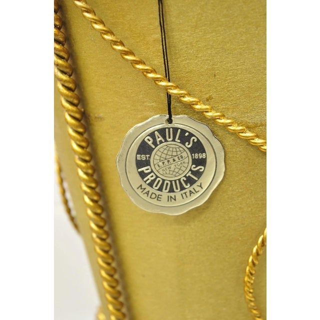 Vintage Italian Hollywood Regency Gold Gilt Iron Tole Wastebasket Trashcan For Sale - Image 4 of 12