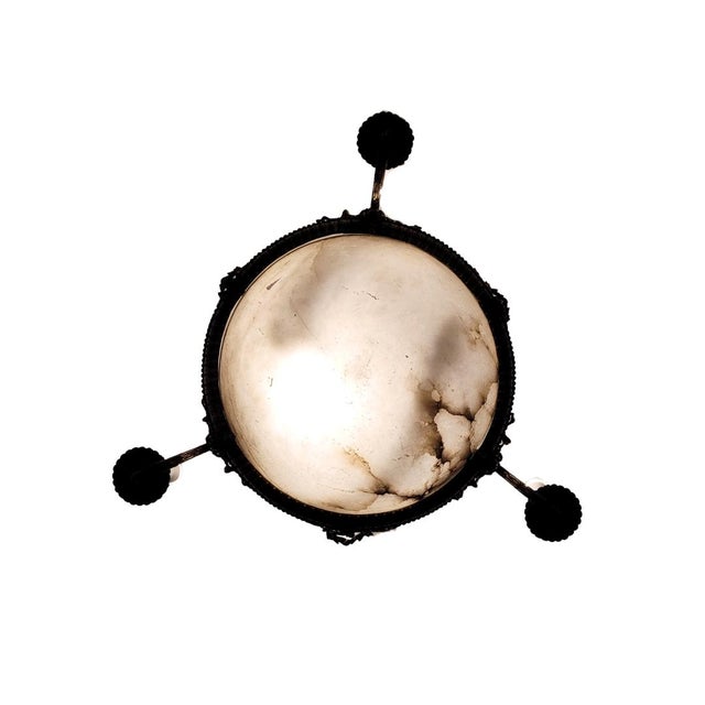 Early 20th Century Art Nouveau Ceiling Lam in Alabaster and Gilt Bronze, France, 1930s For Sale - Image 3 of 18