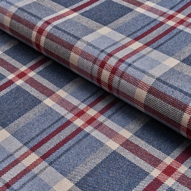 Schumacher Schumacher Harris Merino Plaid Fabric In Americana For Sale - Image 4 of 5