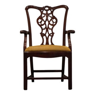 Henredon Furniture Solid Mahogany Traditional Chippendale Style Dining Arm Chair 504-131 For Sale