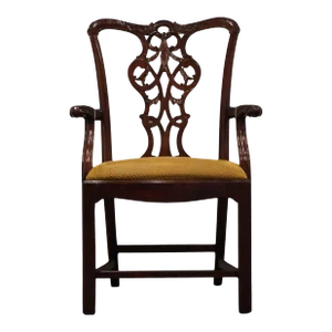 Henredon Furniture Solid Mahogany Traditional Chippendale Style Dining Arm Chair 504-131