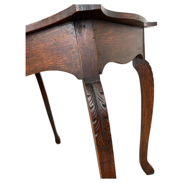 Edwardian Carved Oak Side Table with Floral Relief Decoration For Sale - Image 4 of 7