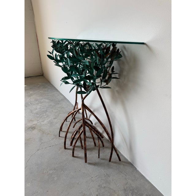 Metal Vintage Lee & Sharon Jones “Mangrove” Sculptural Copper and Glass Console Table/ Sold For Sale - Image 7 of 12