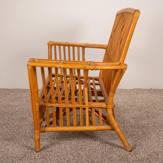1980s 1980s Vintage Coastal Stick Bamboo Rattan Loveseat Settee After Bielecky For Sale - Image 5 of 11