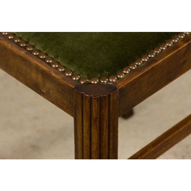 1930s French Art Deco Maple Dining Chairs W/ Olive Green Velvet - Set of 6 For Sale - Image 10 of 18