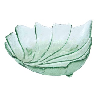 Vintage Glass Leaf Shaped Bowl, Italy, 1970s For Sale