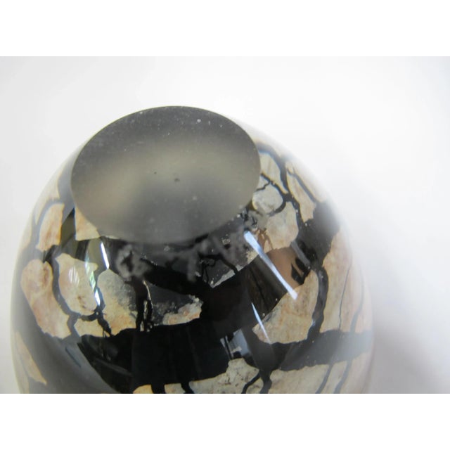 Brown Rrobert Malone Modern Organic Earthy Crackle Glass Studio Art Paperweight Vase For Sale - Image 8 of 9