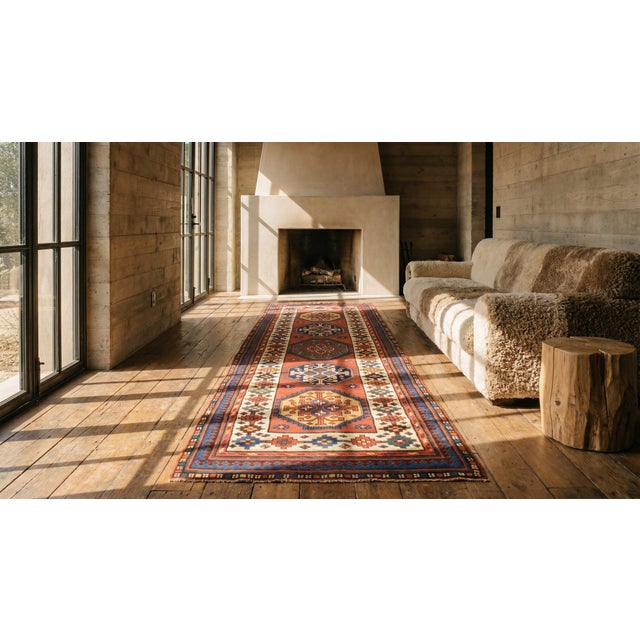 Red 1890s Red Geometric Tribal Antique Caucasian Talish Rug '6" X 8'8" Handknotted Wool Carpet For Sale - Image 8 of 8
