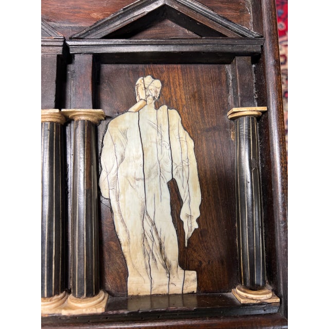 Wood 18th Century Grand Tour Classical Architectural Panel With Allegorical Inlaid Figures For Sale - Image 7 of 9