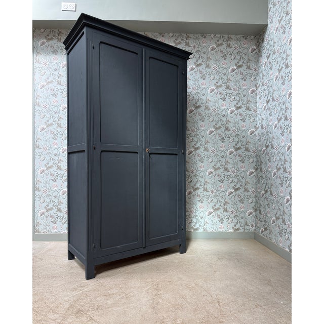 Wood Large Parisian Black Wardrobe, 1950s For Sale - Image 7 of 10