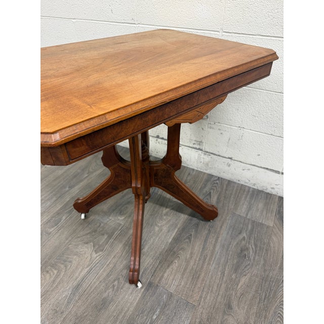 Antique Late 19th Century Victorian Eastlake Walnut Parlor Table For Sale - Image 11 of 11