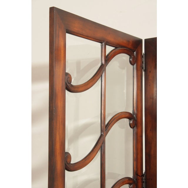 Mahogany and Glass Regency Style Two-Panel Folding Screen Room Divider For Sale In Philadelphia - Image 6 of 12
