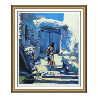 Late 20th Century Santangelo Post-Impressionism Blue Serigraph Santangelo For Sale