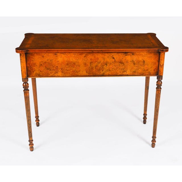 Vintage English Bur Walnut Console Table, 1950s For Sale - Image 17 of 18