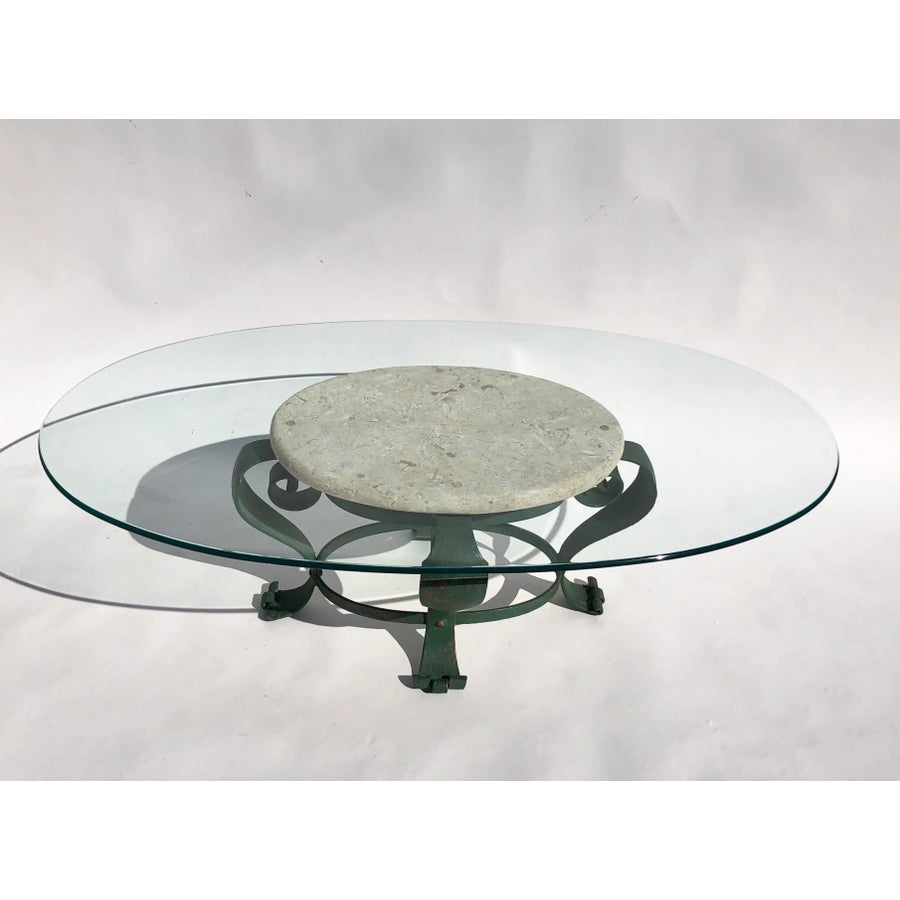 Spanish Mid Century Iron and Glass Coffee Table | Chairish