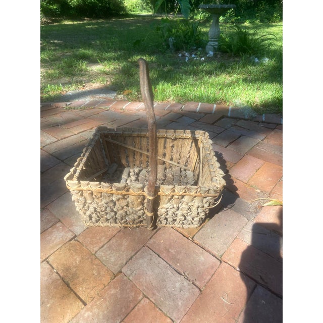 Mid 20th Century Vintage North Carolina Hand Made Twig Foraging Basket For Sale - Image 5 of 12