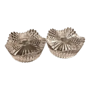 1990s Pair of Mikasa Crystal Sunburst Pattern Taper Candle Holders