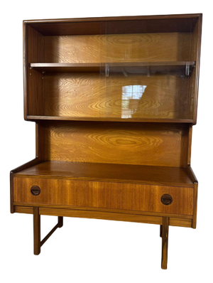 Mid-Century Scandinavian Teak Bookcase with Glass Doors