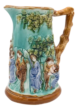 Antique Majolica Jug by Mouzin Leach & Cie, Nimy-Les-Mons, 1890s